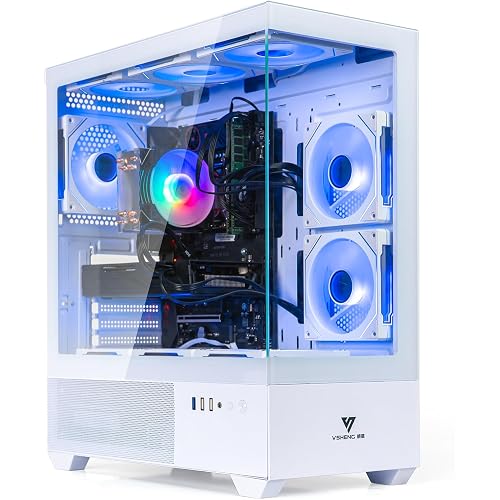 Custom White Gaming PC Desktop Computer – Core i5-10600KF up to 4.8GHz, RTX 3050 6GB, 16GB DDR4 RAM, 1TB SSD, Wi-Fi 6 & Bluetooth 5.4, 9× ARGB Fans, 650W PSU, Windows 11
