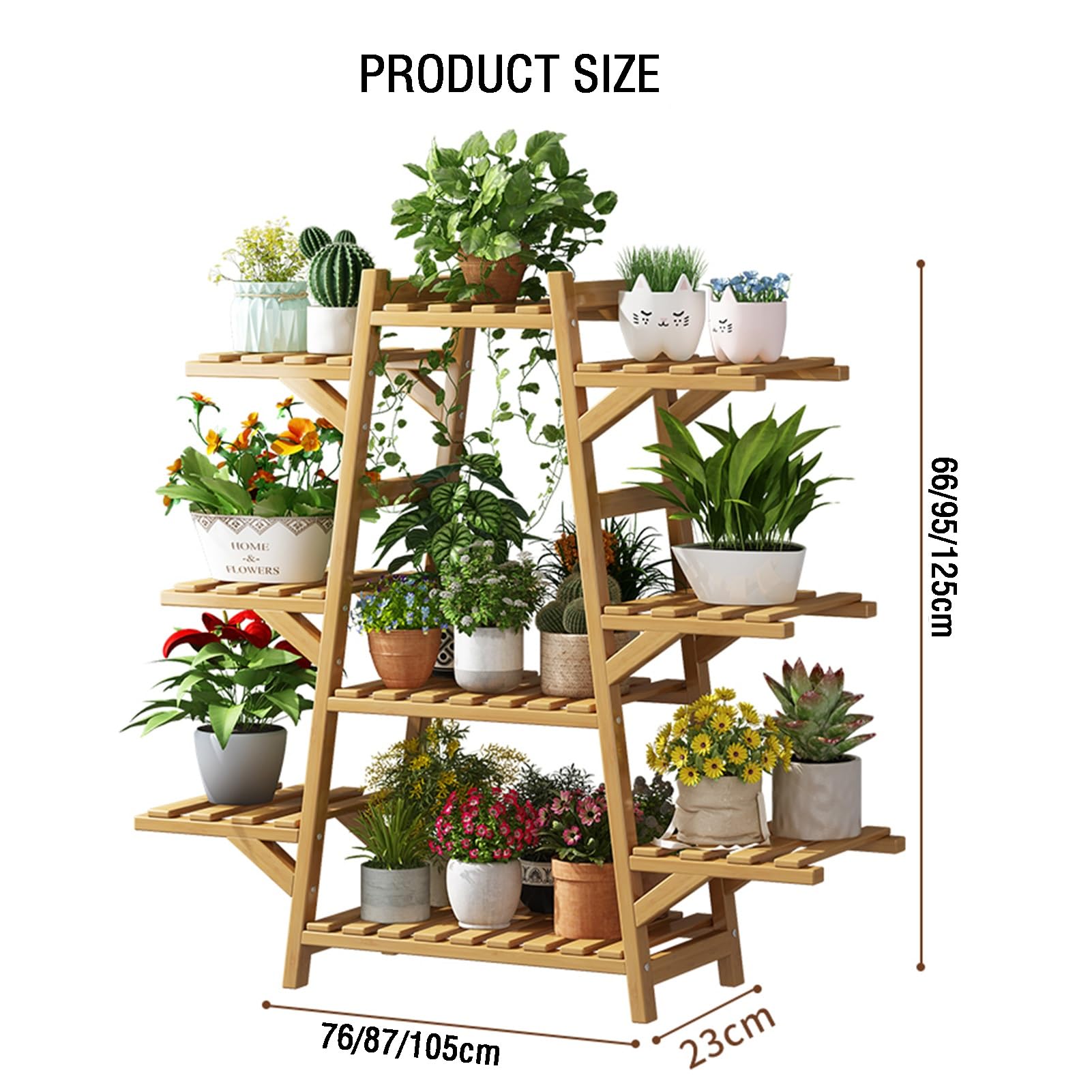 Generisch 12-Tier Solid Wood Plant Stand - Vertical Flower Rack for Indoor/Outdoor Garden - Space-Saving Storage Shelf with Green Trays for Home & Courtyard Decor