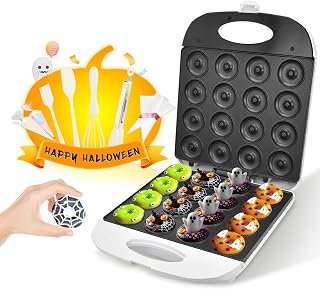 DSP All in One 2 Inch Mini Donut Maker, Non-Stick, Cool Touch, Electric Doughnut Machine for 16 Snacks & Desserts, Perfect for Birthday, Wedding, Baby Shower, Christmas, Party, Afternoon Tea