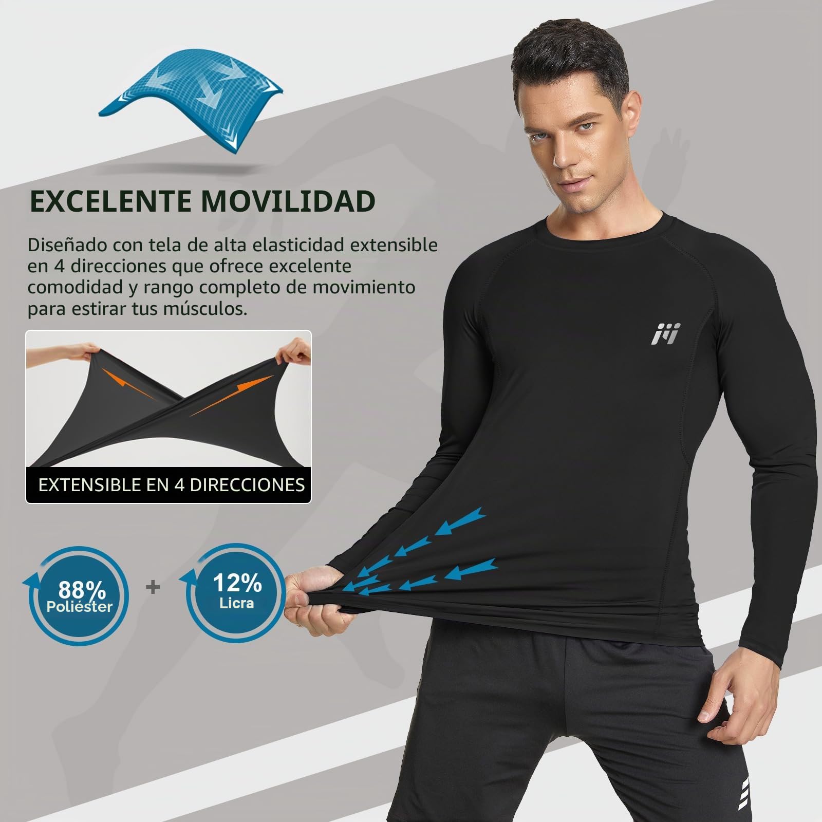 MEETWEE Camiseta Compresión Hombre Manga Corta/Larga Técnica Transpirable para Running, Gym y Ciclismo Capa Base Deportiva