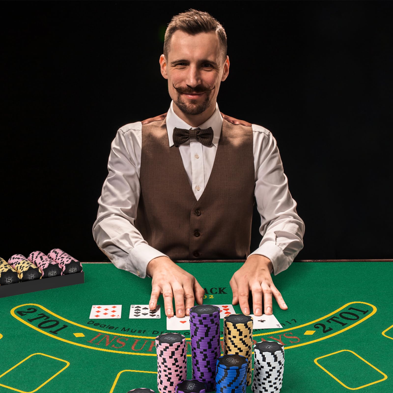 HOMASIS Set da Poker Professionale con Fiches e Mazzi di Carte per Texas Holdem
