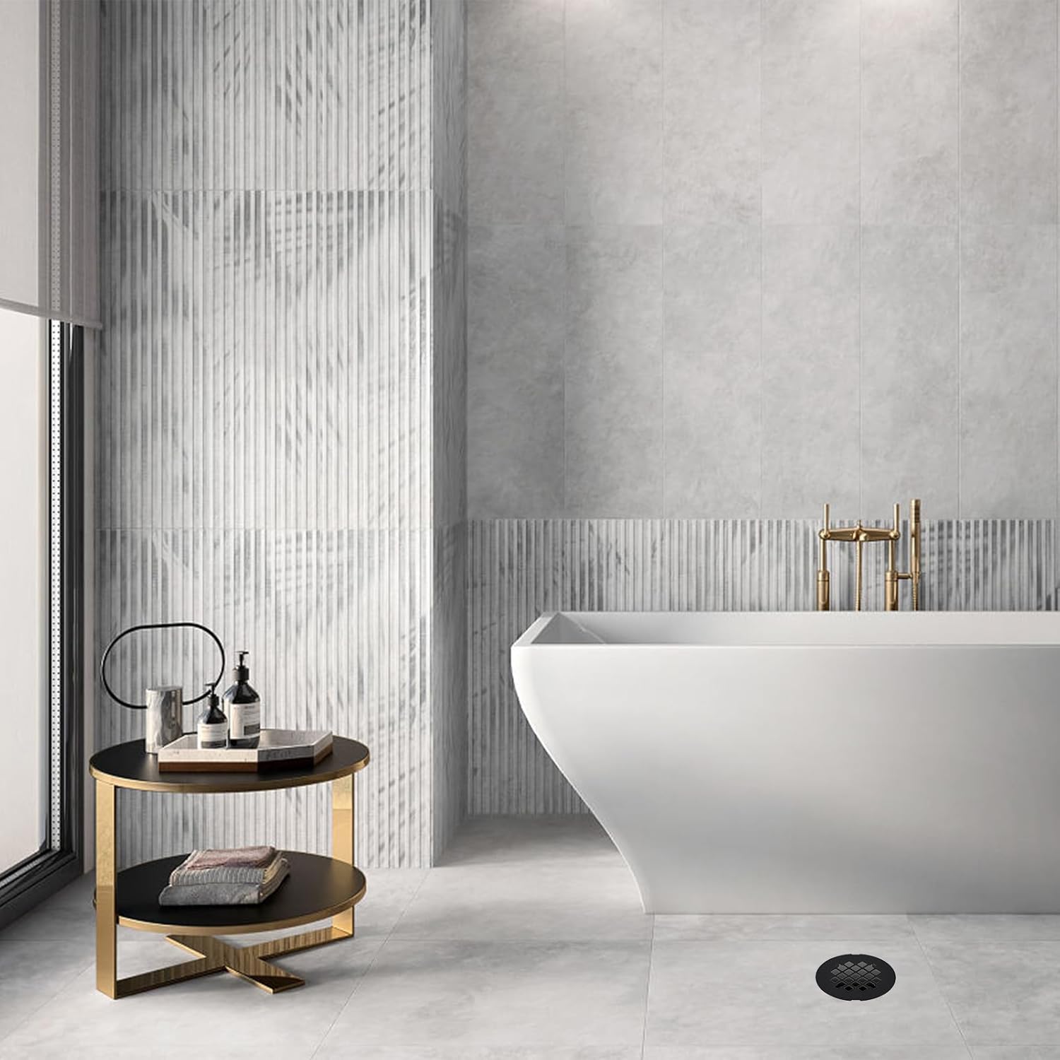 1 Pc Black Snap-in Shower Drain Cover, 4-1/4” Od Snap-in Shower Drains Cover Replacement, Stainless Steel Drain Stopper Bathroom Sink Easy to Install