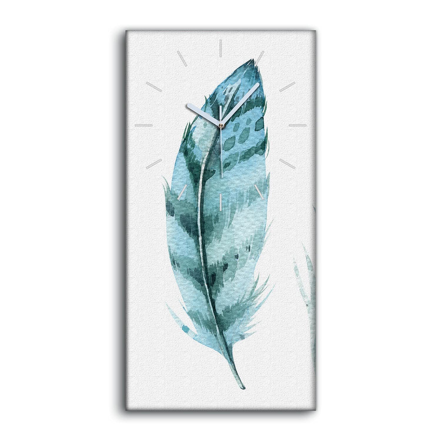 Horloge sur Toile Silencieuse Coloray 30x60cm : Mains Blanches et Design Oiseaux Printemps