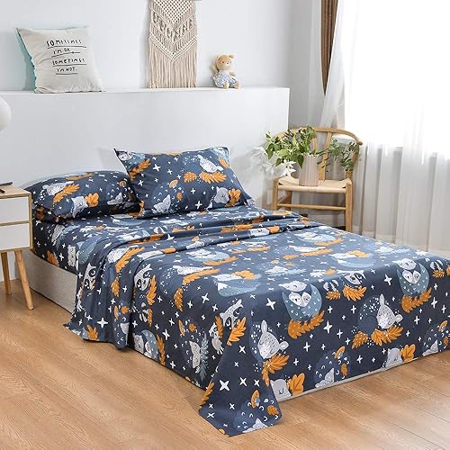 Miniatura 2 de JSD Kids - Juego de sábanas estampadas para cama individual, tamaño completo, 34 piezas de microfibra cepillada de 15 pulgadas de profundidad, sin