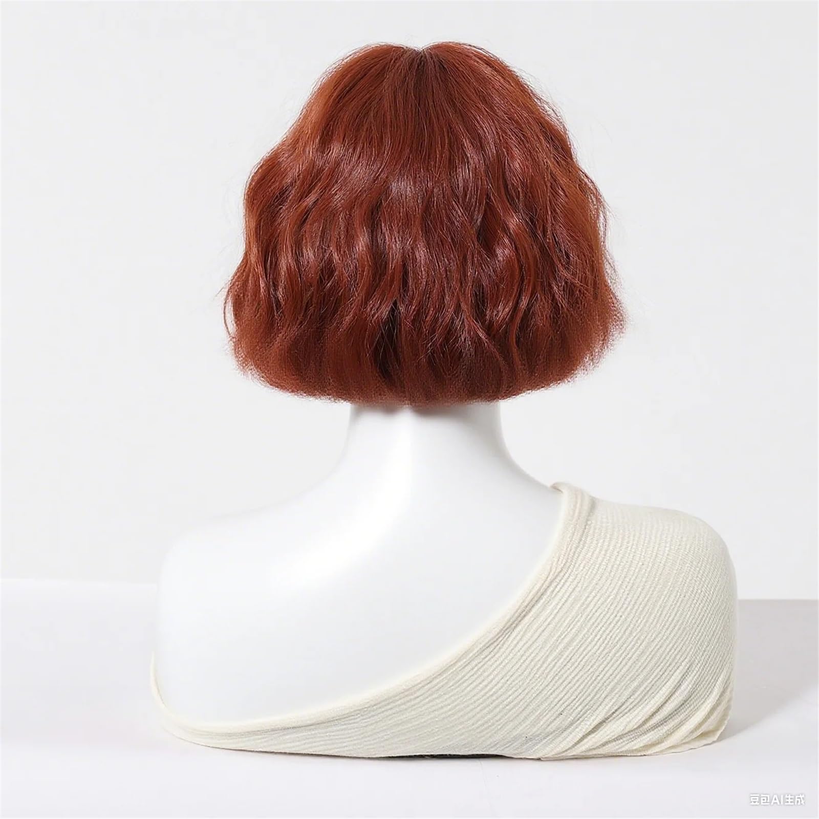Acconciatura femminile Parrucca sintetica ondulata corta riccia rosso bordeaux