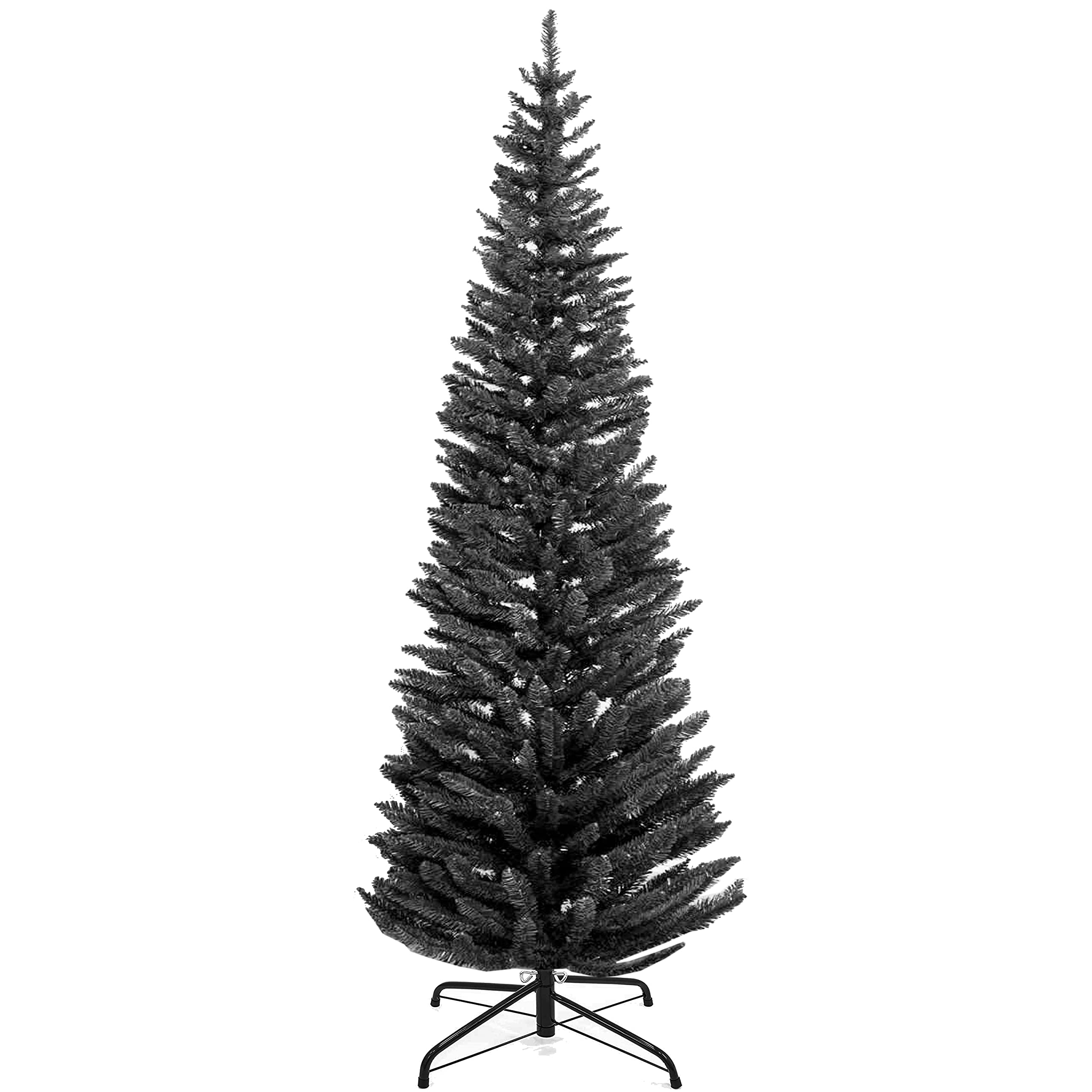 TrendMakers NEW PINE PENCIL/SLIM BLACK ARTIFICIAL CHRISTMAS TREE | 820 TIPS & METAL STAND |FREE STORAGE BAG | 7FT / 210CM / 2.1M