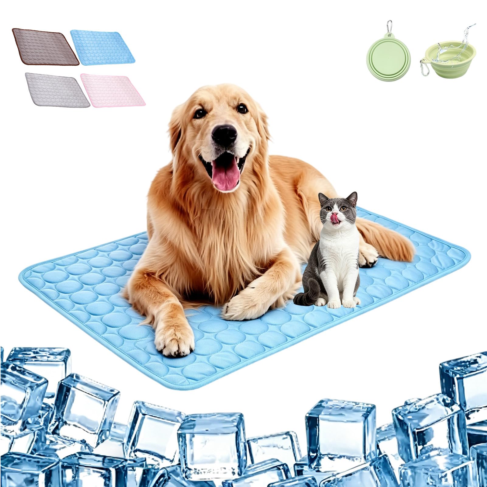 fjaldjfu Pet Cooling Mat, 2026 New Summer Multiple Specifications Cooling Mat for Dogs, reusable Durable Cat Cool Blanket for Indoor and Outdoor on the Go or in the Car (blue, 40 * 30)