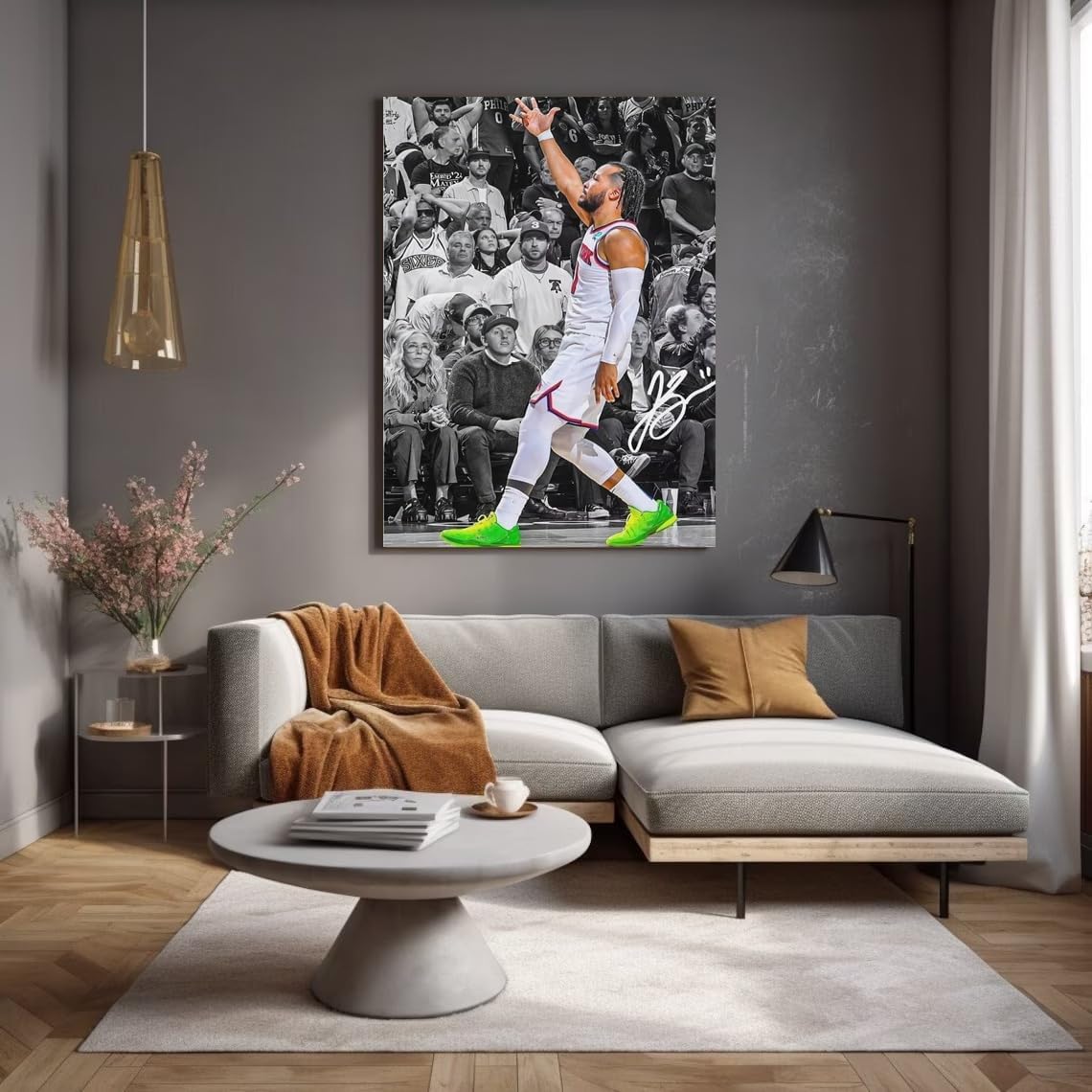 Basketball Superstar Jalen Brunson Signed Poster For Kids Fans Room Bedroom Wall Decor-Sports Star Posters Canvas Art Framed Print Picture For Teen Boy Birthday Gifts