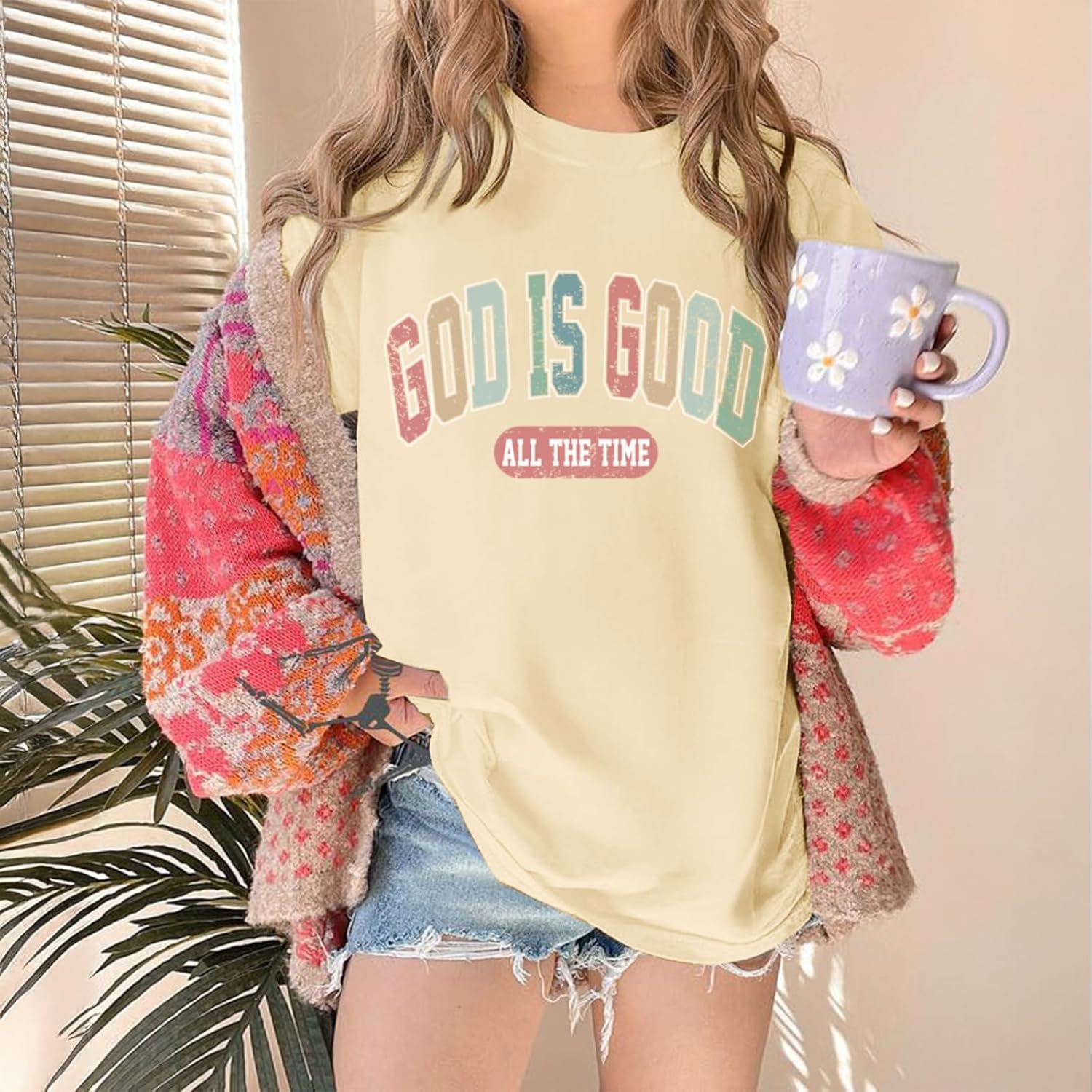 Christian Shirts for Women Oversized God is Good Shirt Religious Jesus Faith Inspirational Tshirt Bible Verse Tee Top - Image 5