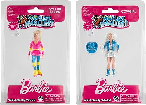 Worlds Smallest Barbie - Barbie Cowgirl y Rollerblade Barbie - 3.50 pulgadas - Paquete de 2