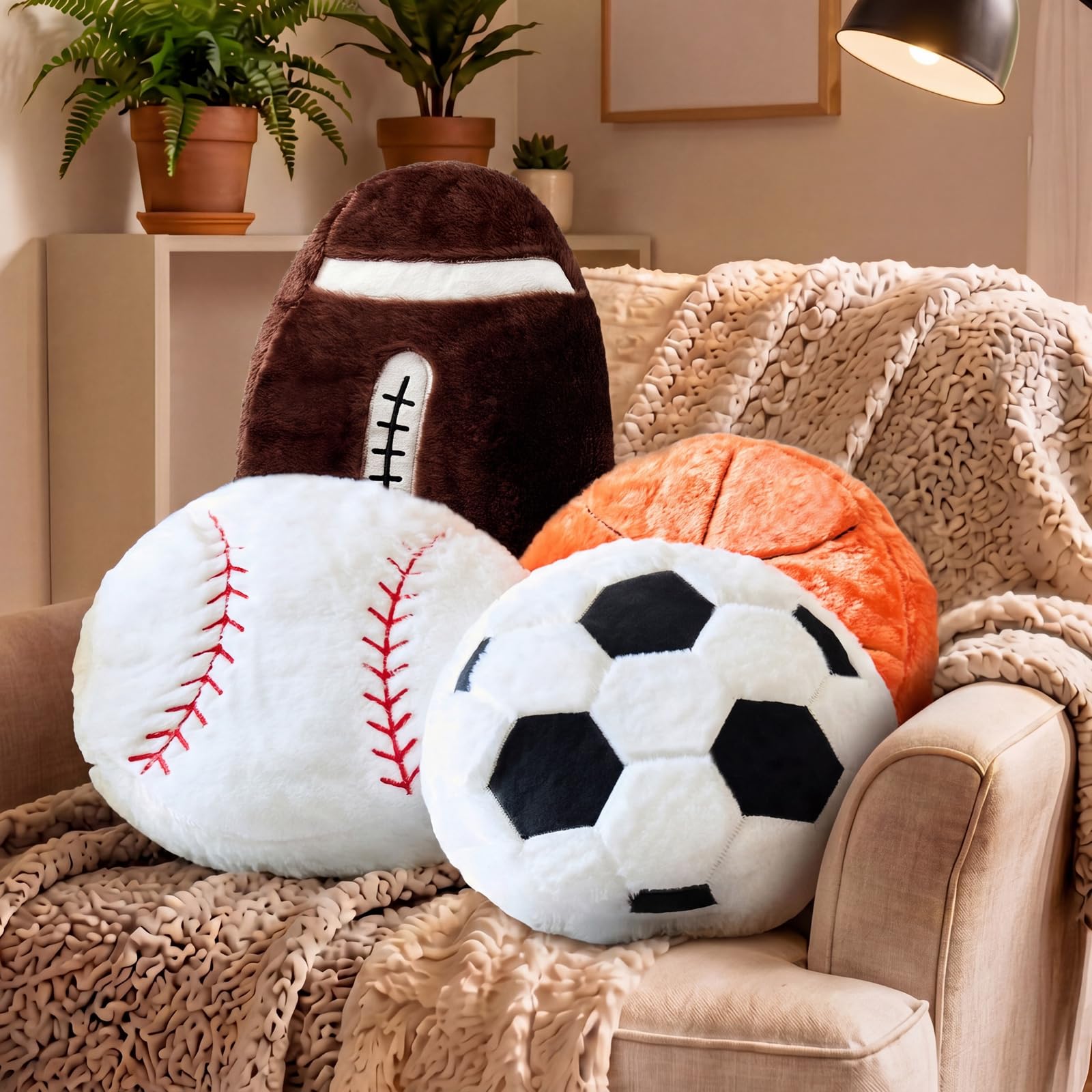Almohada De Peluche De Baloncesto De 28 Cm, Cojín Suave Y Esponjoso, Ideal Para Decorar Habitaciones Infantiles Y Regalar