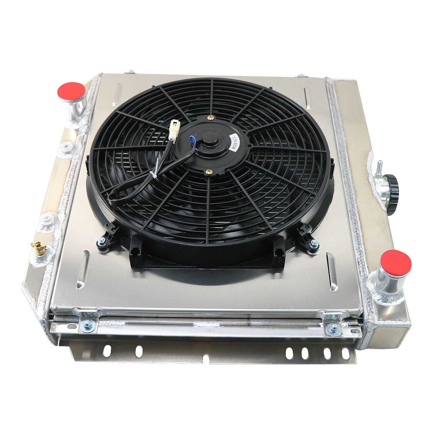 3 Row Core Radiator Compatible with 1969-1973 72 Ford Maverick Mercury Cougar V8 3 Row Radiators + Shroud Fan + Relay
