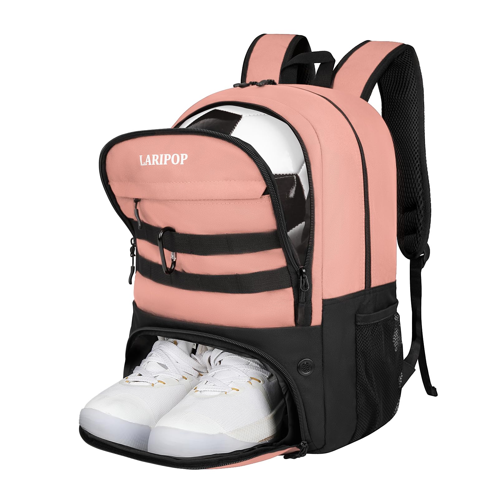LARIPOP Fußball-Rucksack, Fußballtasche mit Ballhalter und Schuhfach, Sportausrüstung, Trainingstasche für Basketball