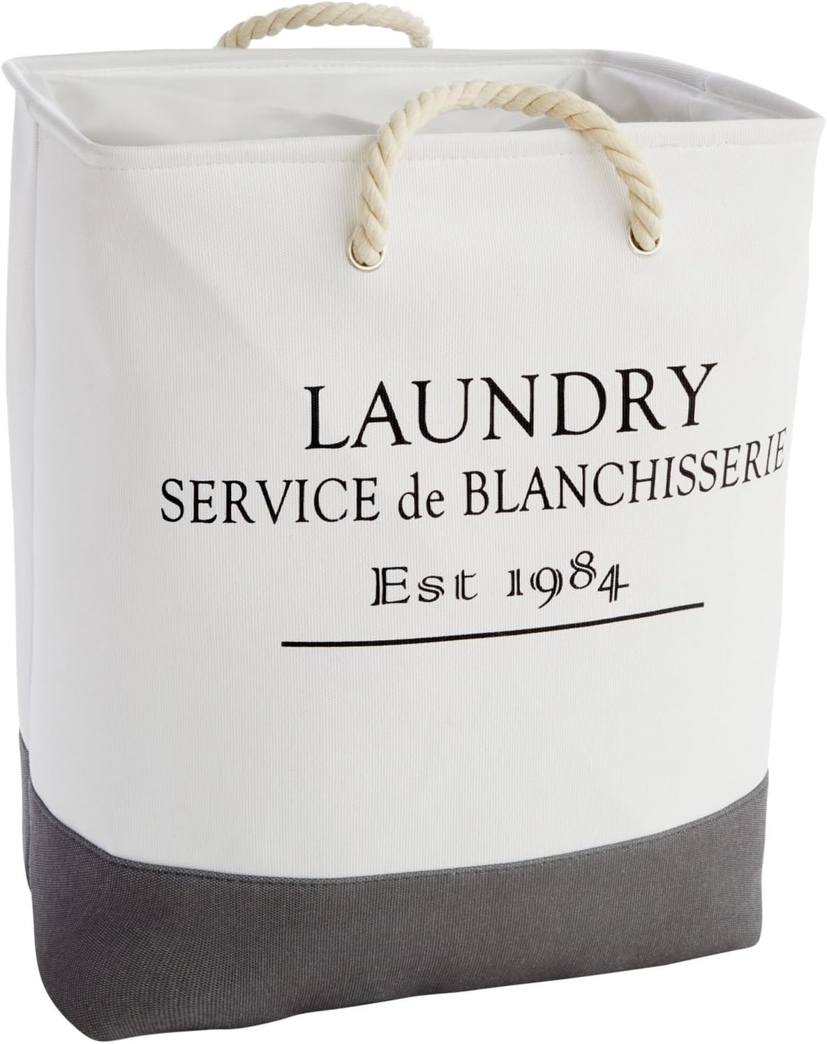 Amazon.com: Okuna Outpost Canvas French Laundry Hamper - White and Gray ...