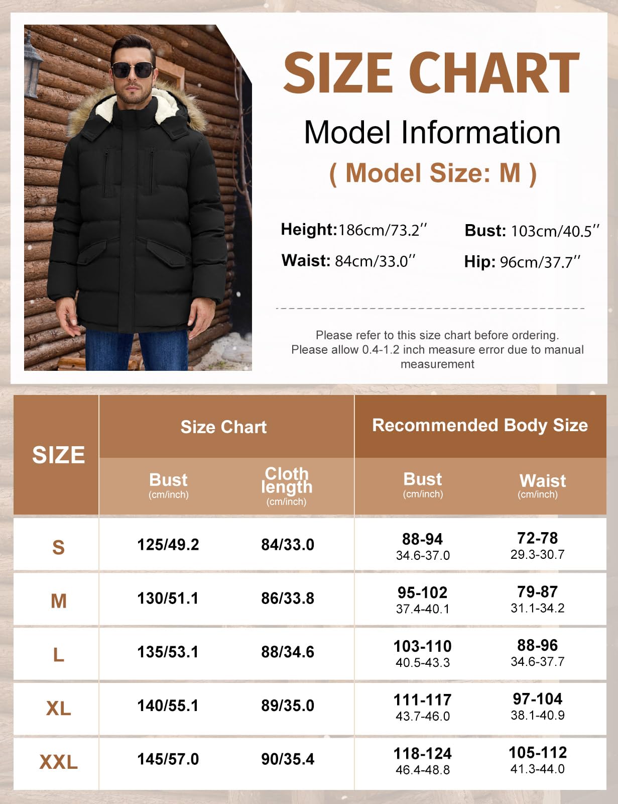 heekpek Chaqueta Polar Hombre Invierno Abrigo Largo Acolchada Cazadora Para Hombre Termica Parka de Esqui Snowboard
