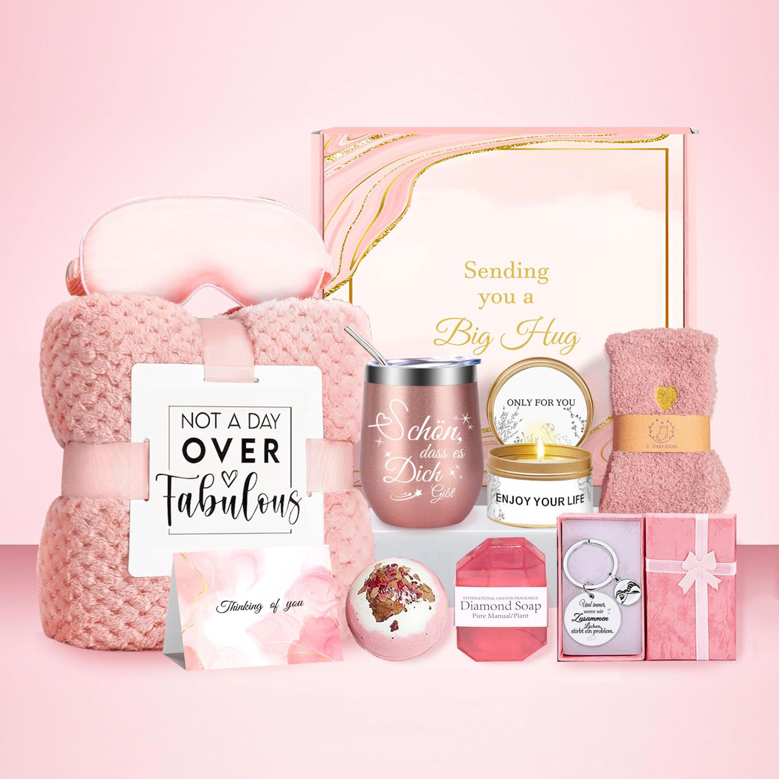 Geschenke für Frauen, Geburtstagsgeschenk Geschenkset für Frauen mit 12OZ Edelstahl Weinbecher und Kuscheldecke, Weihnachten Inspirierende Geschenke für Beste Freundin, Mama, Schwester, Ehefrau Küche, Haushalt & Wohnen