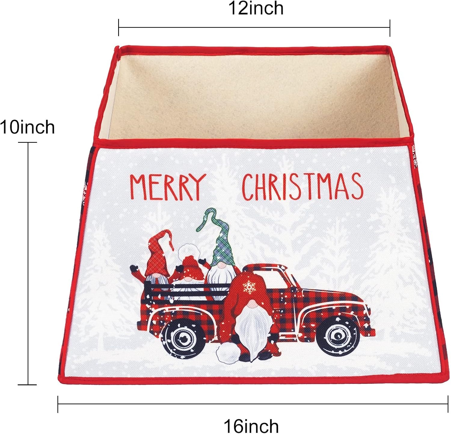 PIKRONSH Christmas Tree Collar Square Tree Ring, Buffalo Plaid Fabric Tree Skirt for Xmas Tree Party Decoration