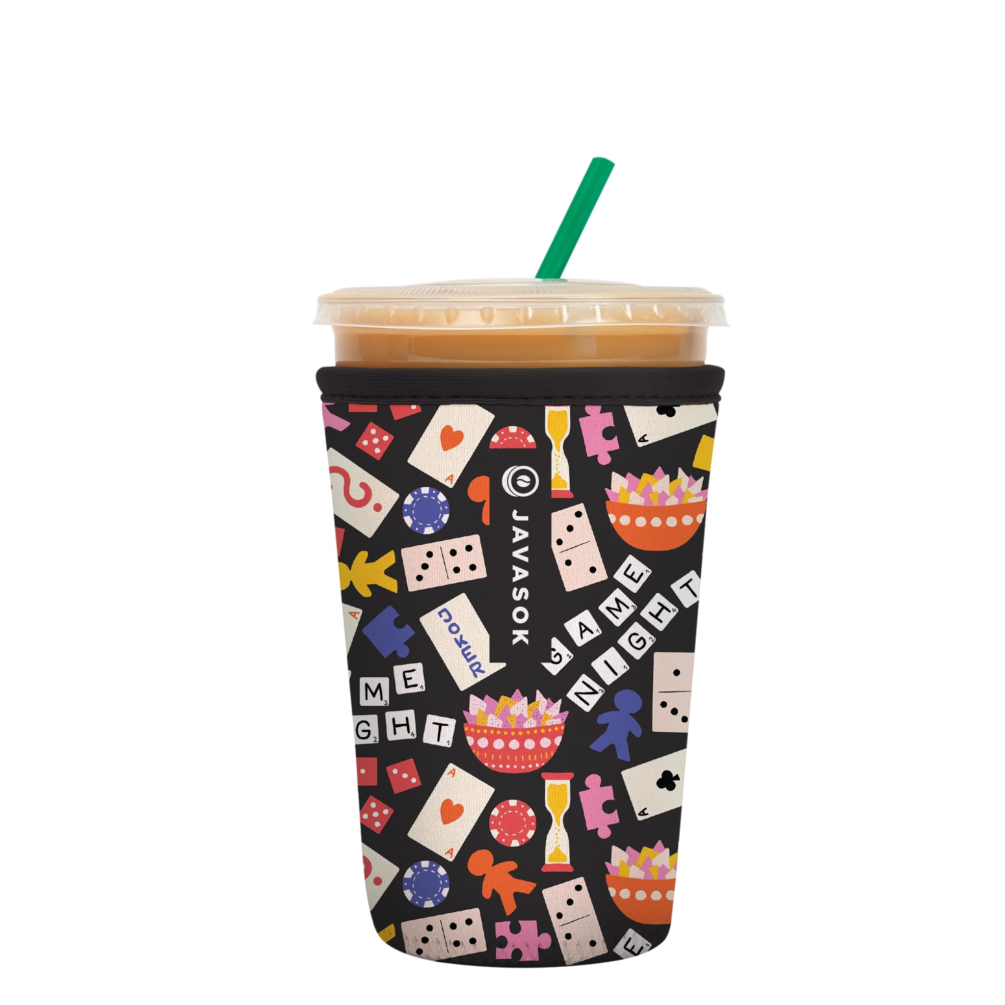 Sok It JavaSok Iced Coffee &amp; Cold Soda Insulated Neoprene Cup Sleeve (Game Night, Medium: 22-28oz)