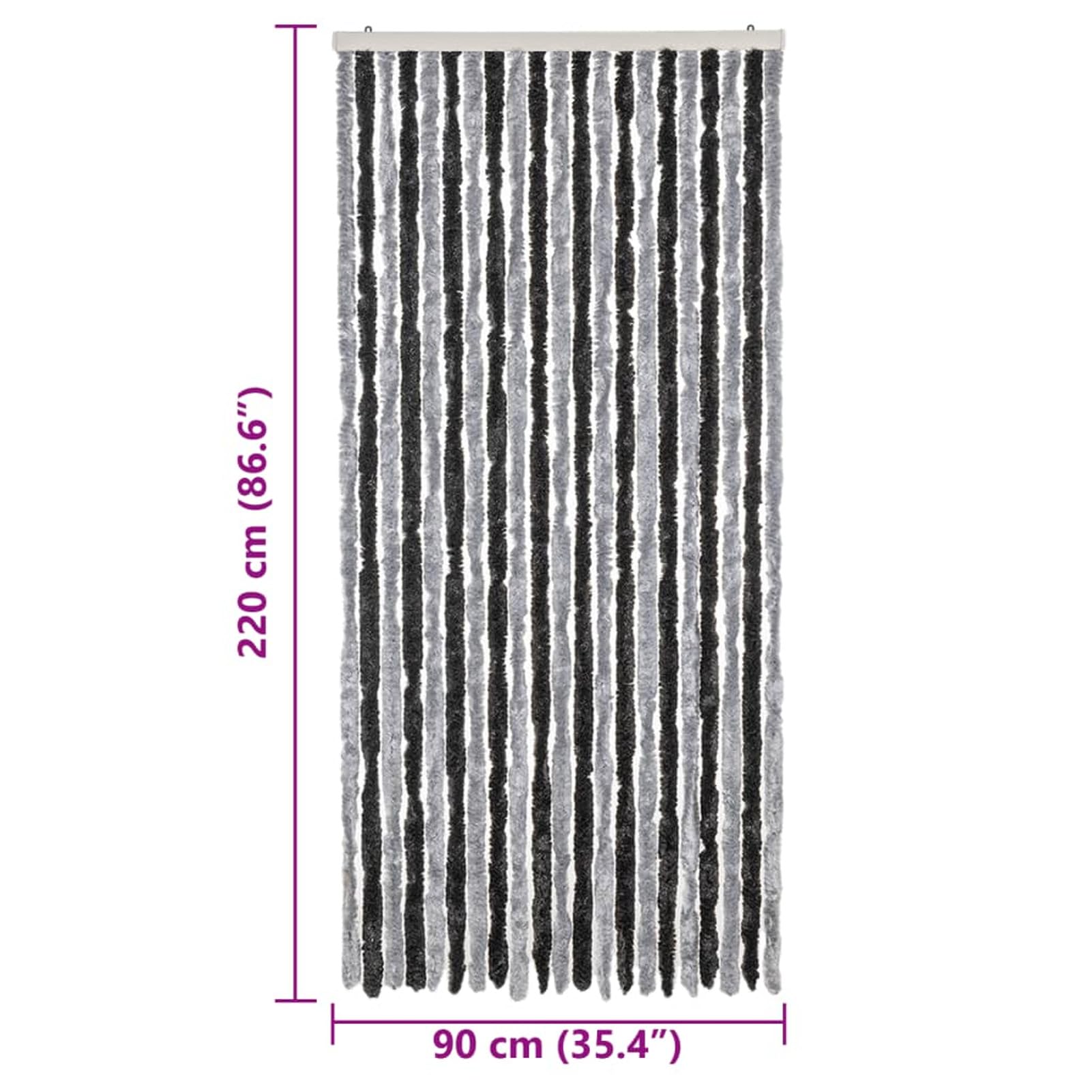 JUDYY Tenda Antimosche Grigia e Nera 90x220 cm in Ciniglia,Tenda Antimosche per Finestre e Porte Leggera Resistente all'Acqua Silenziosa Zanzariera Antiisetti-377328