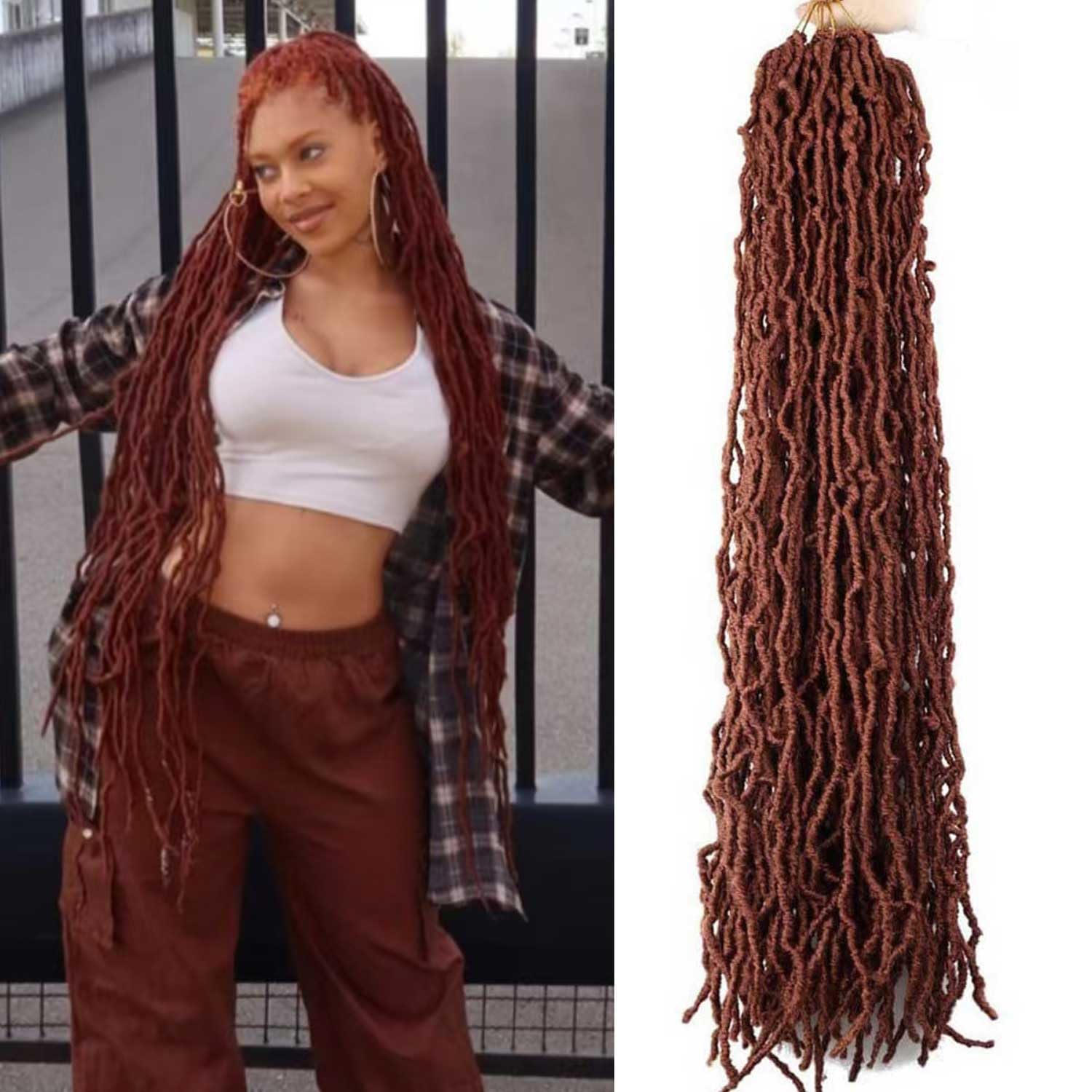 36 Inch Faux Locs Crochet Hair 6 Packs Soft Locs Crochet Braids Goddess Wavy Curly Locs Crochet Hair for Black Women (36 Inch (Pack of 6), 350#)