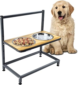Amazon Tiovo 犬 食器 ペットボウル台 餌入れ 水飲み ペット ボウル ステンレス 5段階高さ調節可能 給食器 スタンド 食事をより気軽に 取り外し可能 洗いやすい カビ防止 防水 天然木製 滑り止めゴム付き ペット用品 中大型犬 大容量 1000ml 2個 Tiovo 食器 ボウル