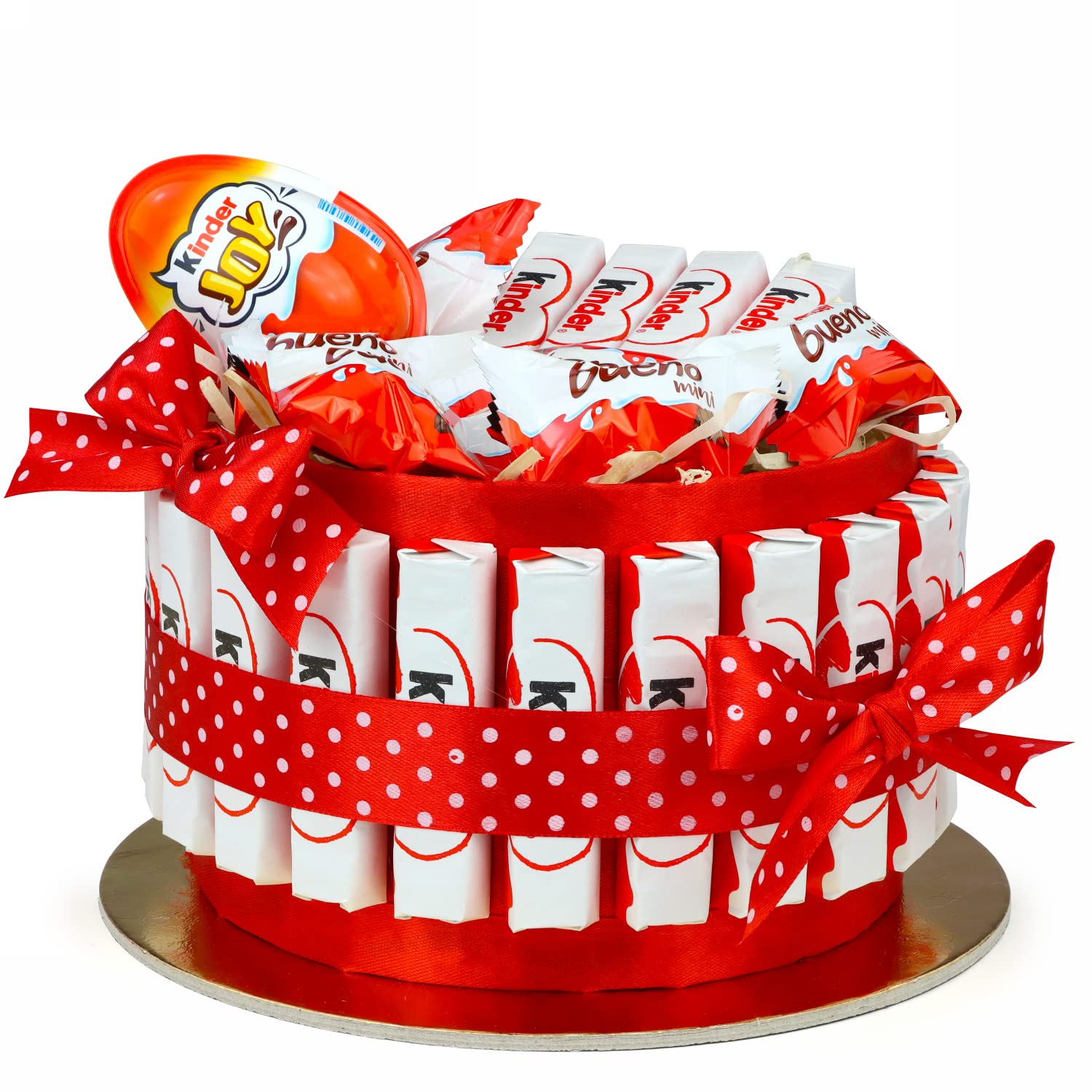 Tort czekoladowy Kinder - kosz upominkowy dla kobiet z Kinder Bueno Mini z Kinder Joy - tort dziecięcy dla dzieci - kosz upominkowy na urodziny - prezent dla kobiety