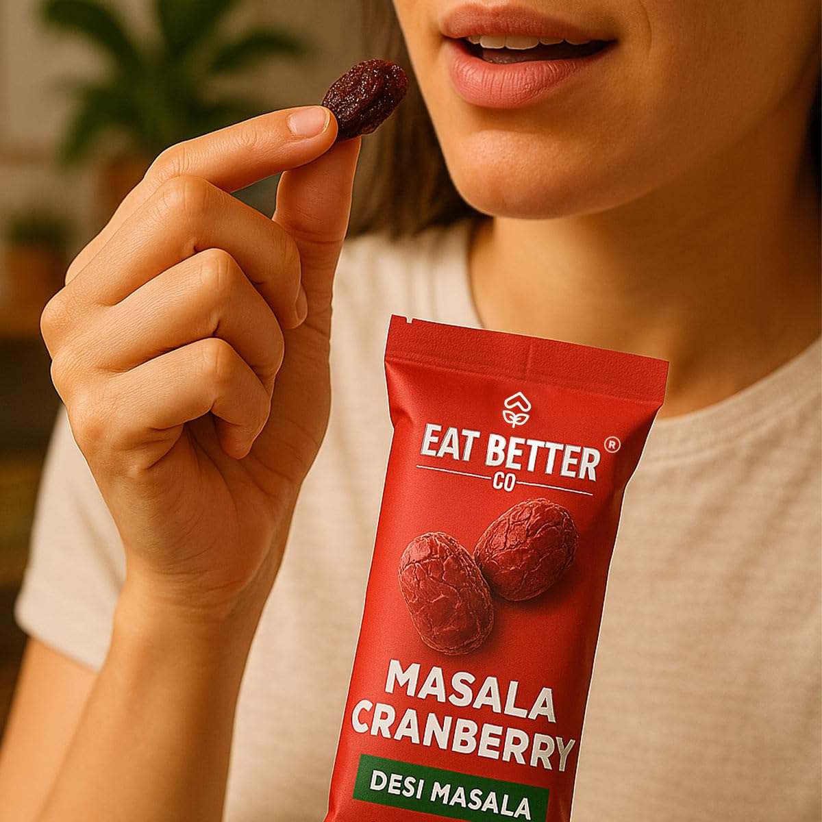 Eat Better Co Chatpata Cranberry - Pack of 4 | Healthy Snacks Spicy & Tangy Dried Cranberries | Cranberry Dry Fruit (4x40 grams) - Image 3 thumbnail