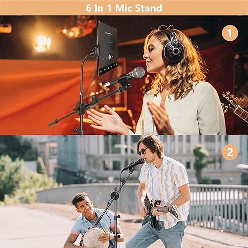 Miniatura 2 de Ramzi Soporte de micrófono, soporte de micrófono 6 en 1, soporte de micrófono de brazo de piso, soporte de cuello de cisne para micrófono, soporte