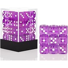 36 Pieces 12mm 6 Sided Mini Dice Set,Translucent Colors D6 Game Dice Set,6 Sided Standard Game Dice for Board Games Dice Games Classroom Teaching Dices Game, with Portable Gaming BoxPurple