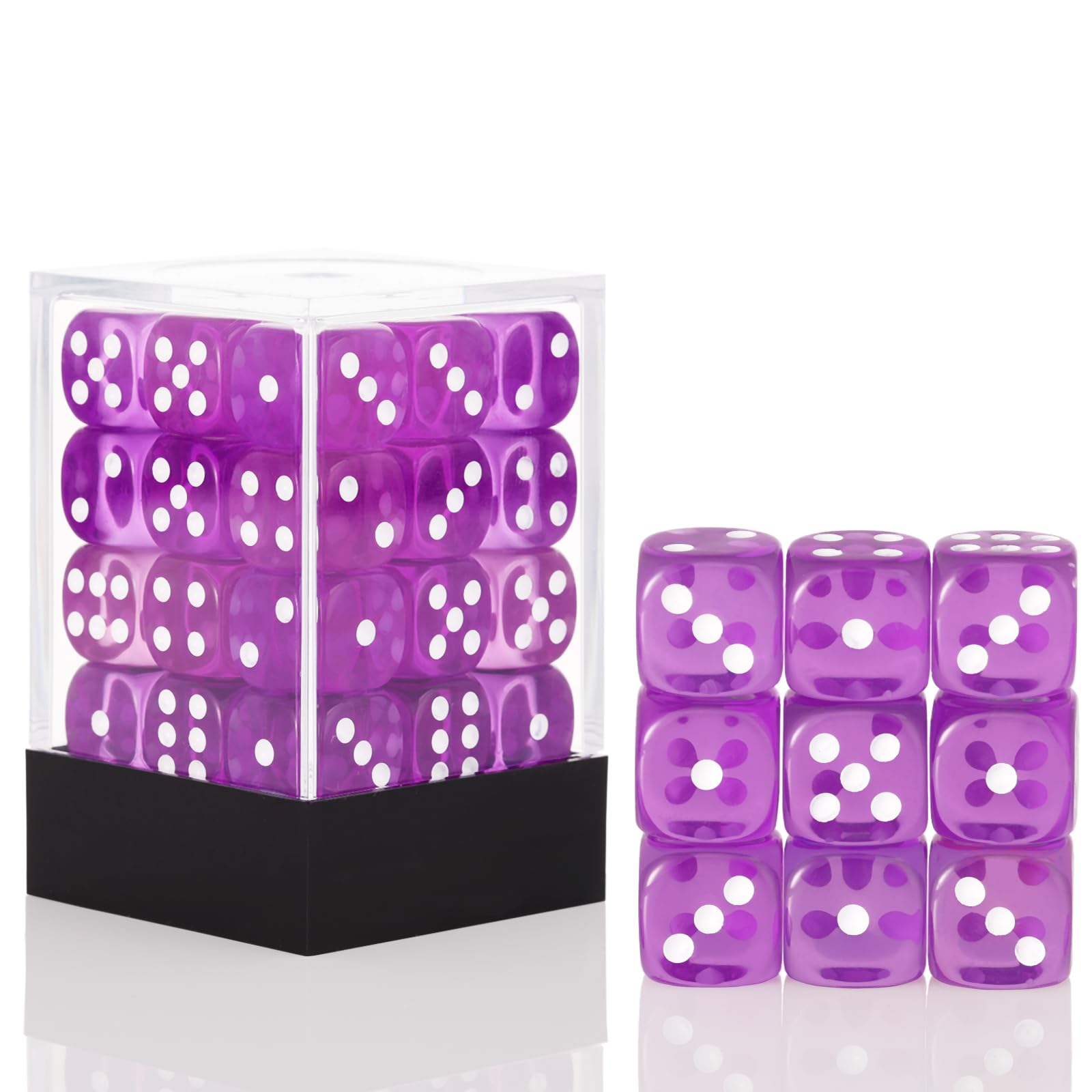 36 Pieces 12mm 6 Sided Mini Dice Set,Translucent Colors D6 Game Dice Set,6 Sided Standard Game Dice for Board Games Dice Games Classroom Teaching
