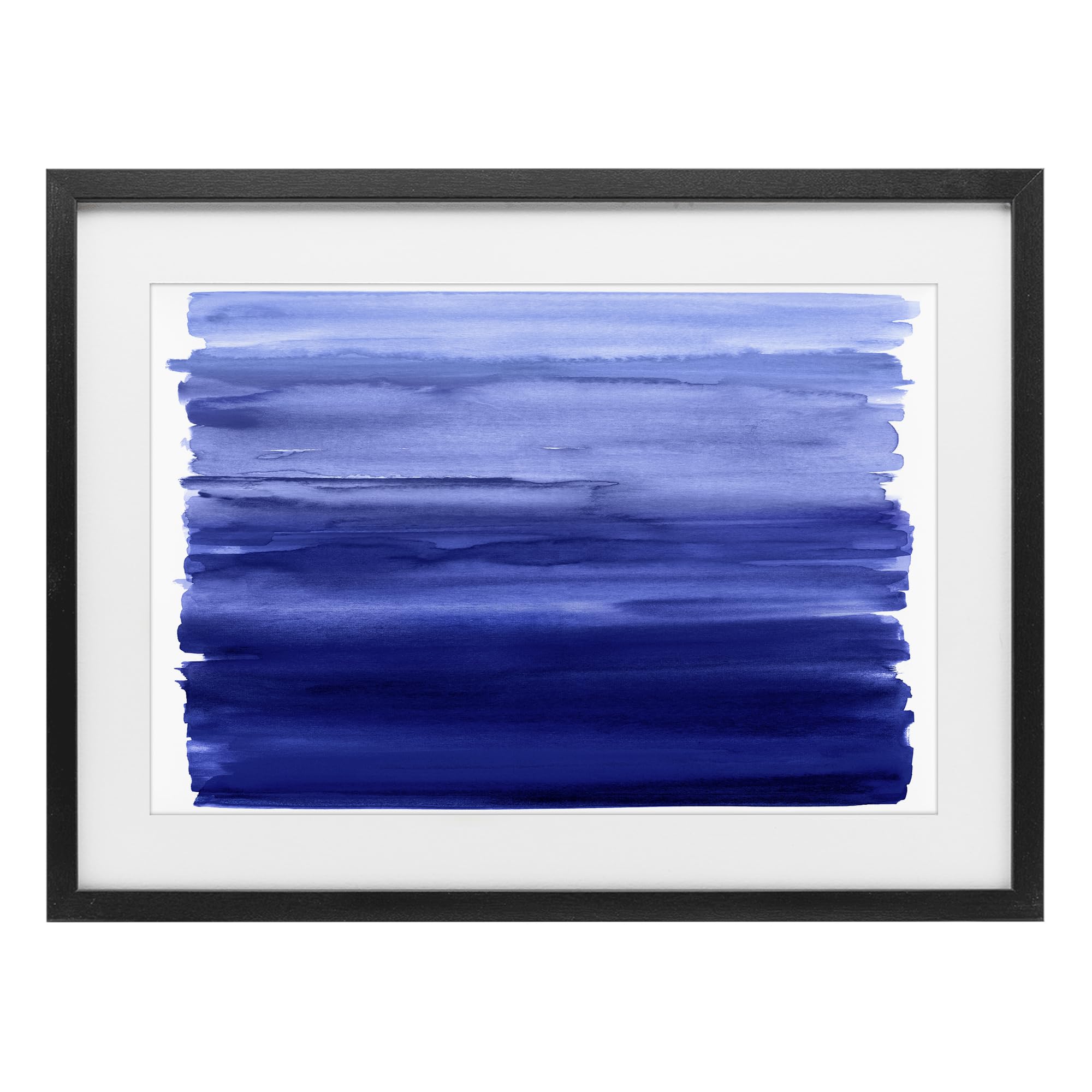 Stupell Industries Oceanic Ombre Blue Abstract Landscape with Azure Gradient Flow, 14 x 20 Inch Framed Matted Print Under Glass, by Allie Corbin, Made in USA Gift