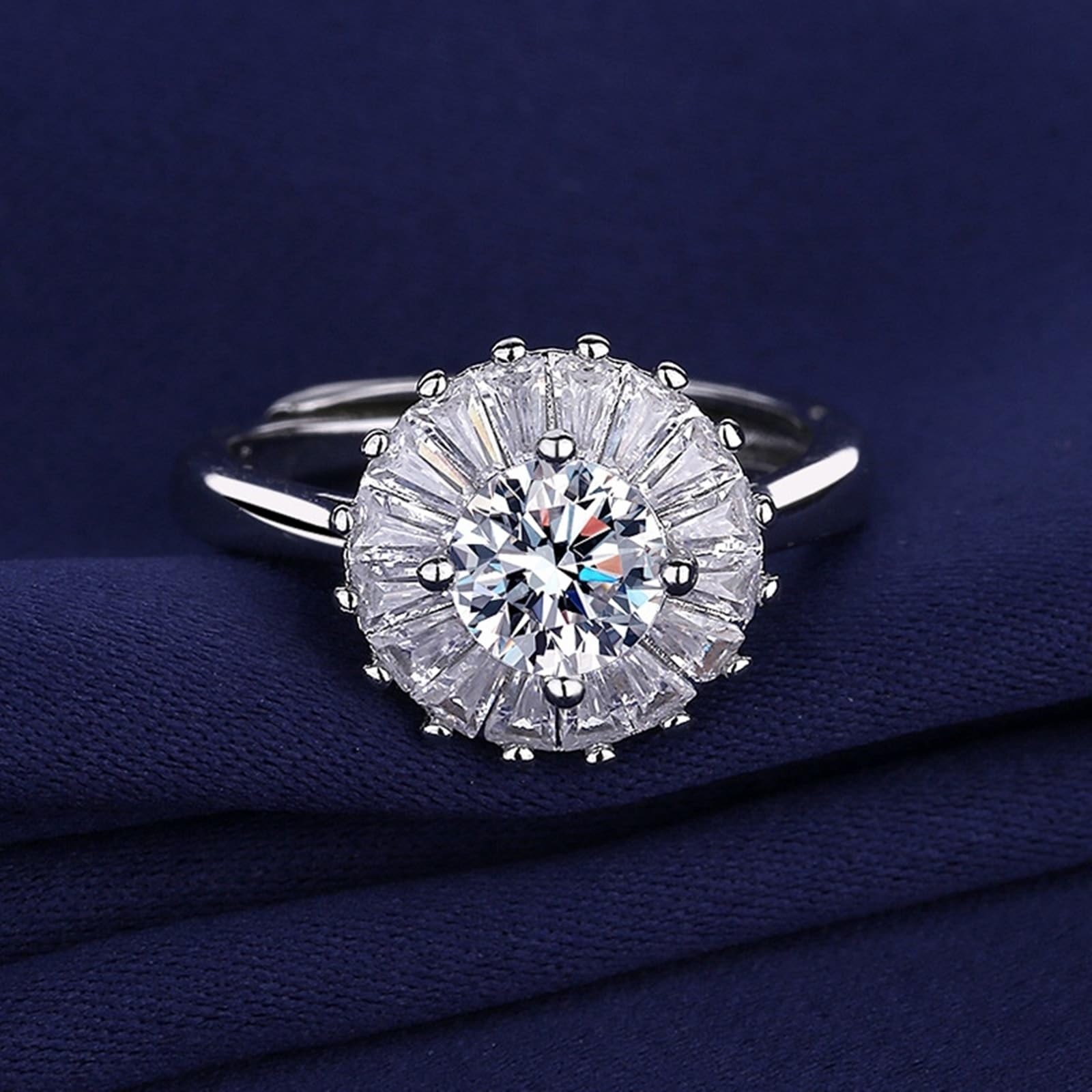 Moissanite obrączki ślubne dla kobiet białe złoto pierścionki 18K elegancki kwiat 1 ct cyrkonia rozmiar H 1/2 moda dla lesbijek biżuteria koktajlowa