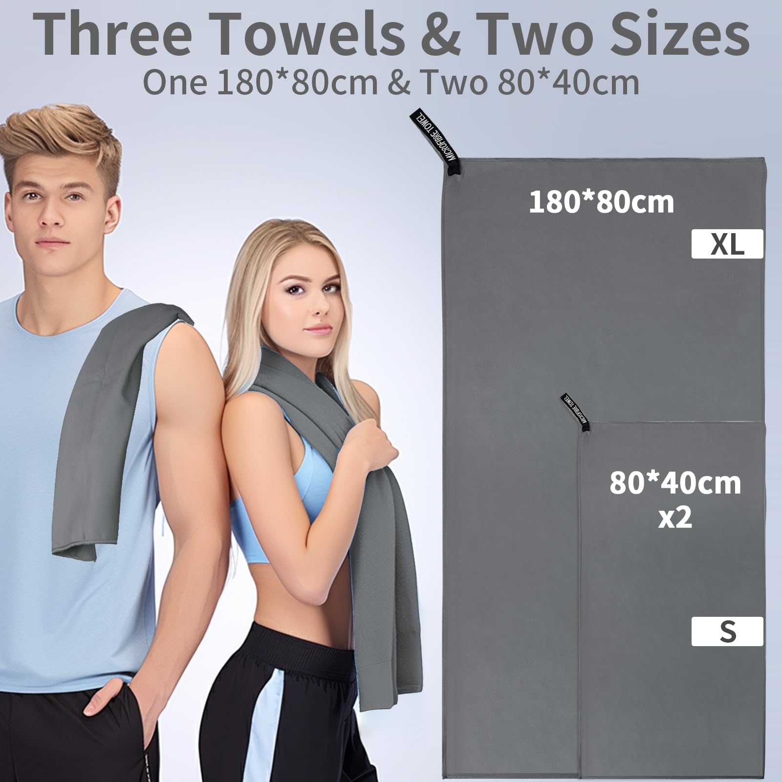 Set Serviettes Sport Lot De 4 Serviettes Microfibre Vikcvcsc - Séchage Rapide, Sport Et Plage (Vert Army) Serviette De Piscine Microfibre