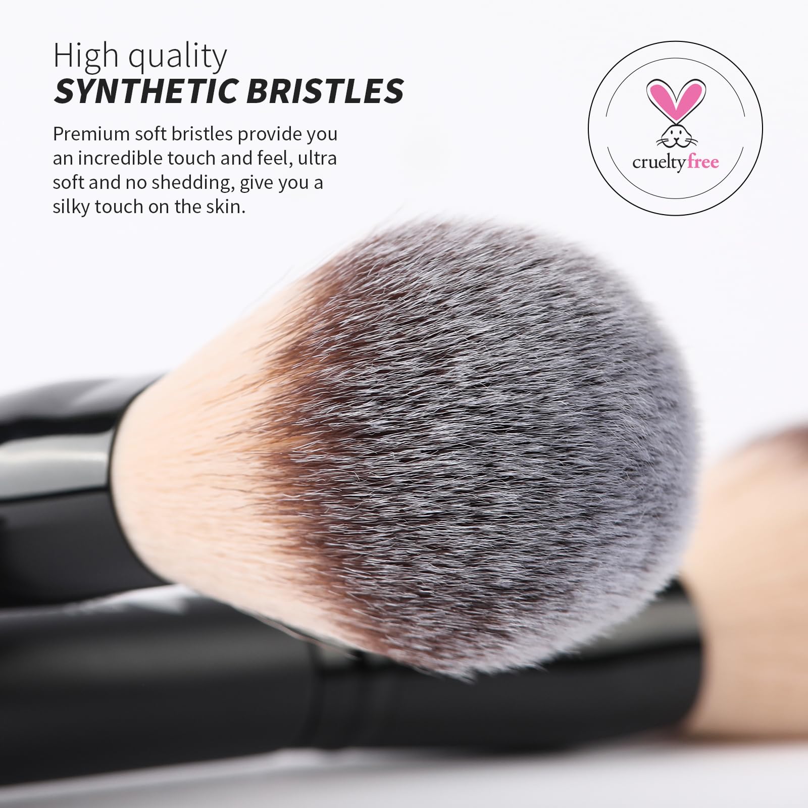 DUcare Fluffy Powder Brush, Double-Ended Large Loose Powder Brush with Precision Foundation Brush - Image 3