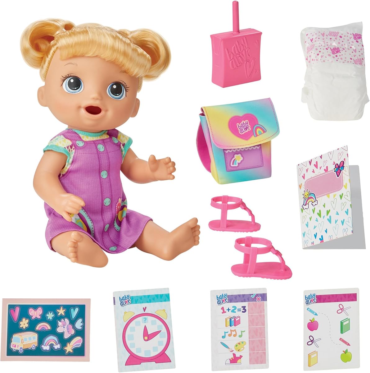 Time for School Baby Doll Set, 12 Inch, Back to School Toys for Girls & Boys, Blonde Hair, Preschool Gifts for Kids, Ages 3+ (Amazon Exclusive)