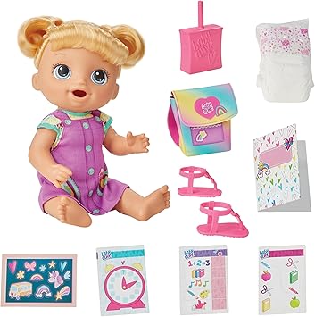Baby Alive Time for School Baby Doll Set, 12 Inch, Back to School Toys for Girls & Boys, Blonde Hair, Preschool Gifts for Kids, Ages 3+