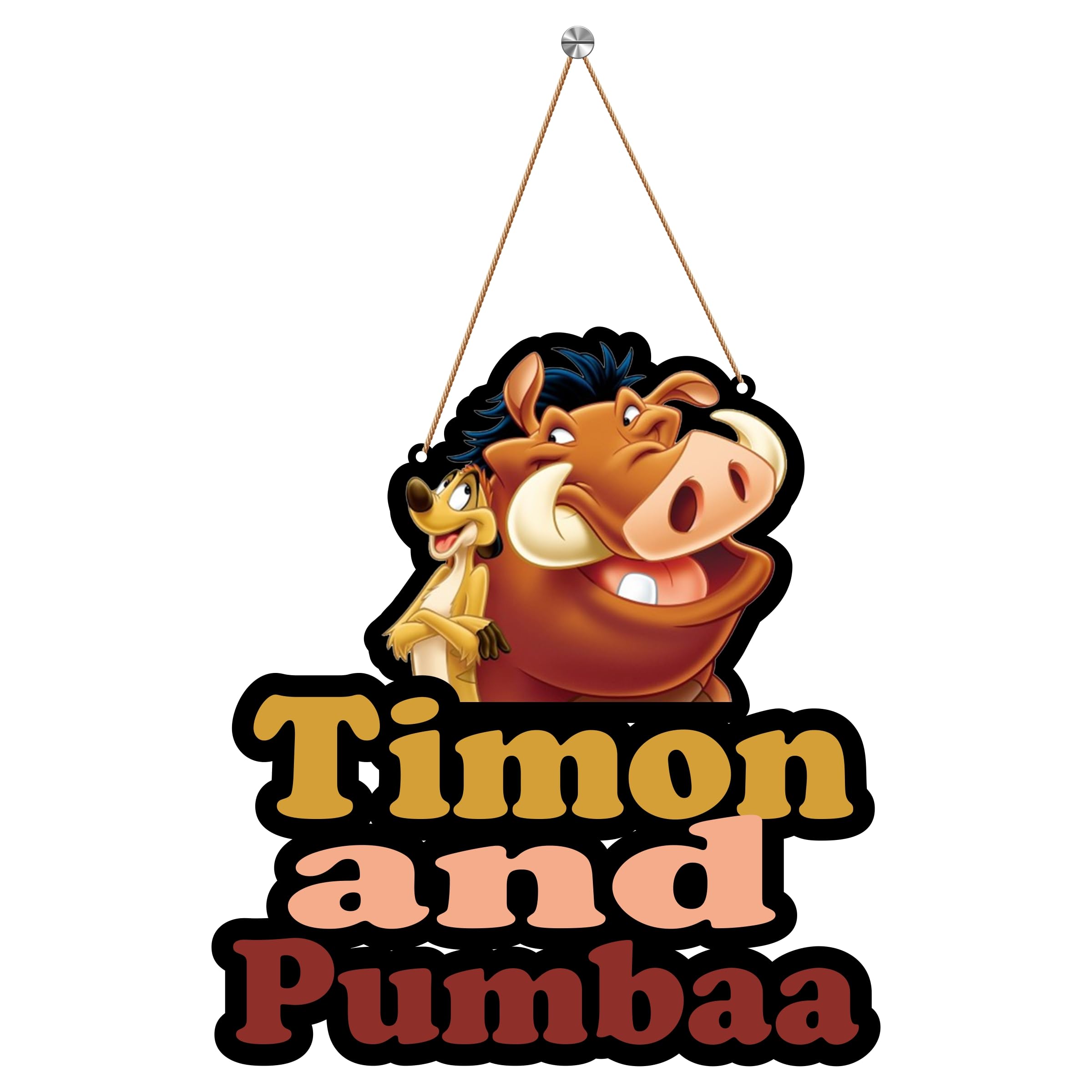 Timon and Pumba Anime/Cartoon Wooden Wall Hanging | Wall and Home Decor Items For Living Room | Dining Room | Kid's Room size 6x6