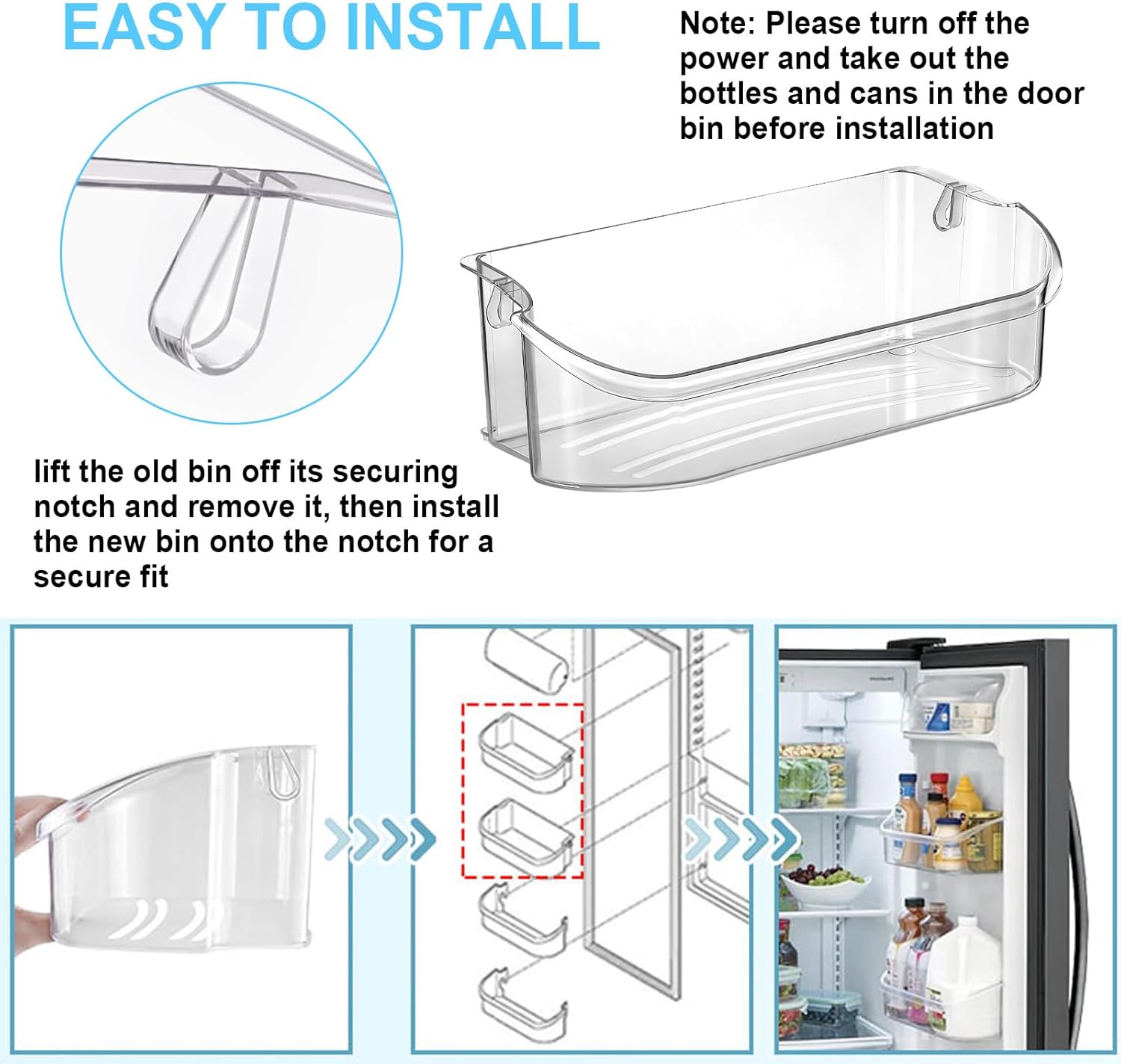 UPGRADED 241505501 Refrigerator Door Bin Compatible with Frigidaire Kenmore Electrolux Refrigerator Door Shelf Replace for FFSC2323TSA FFSC2323TS0 LFSC2324VF6 FGSC2335TFB FGSC2335TF0 LGHK2336TF0