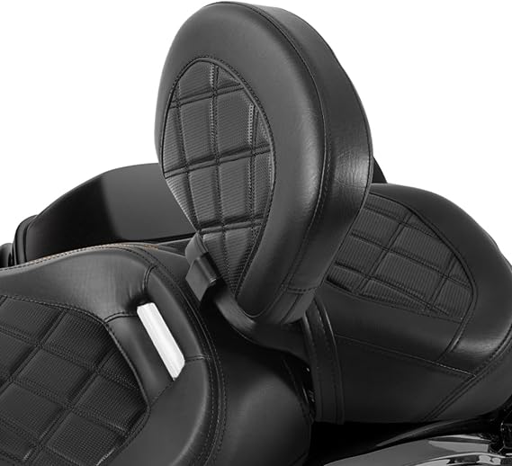 TCT-MOTORPARTS Driver Rider Backrest Pad Fits for Harley Touring 2009-2023 Road King Street Road Electra Glide Ultra Black Stitching