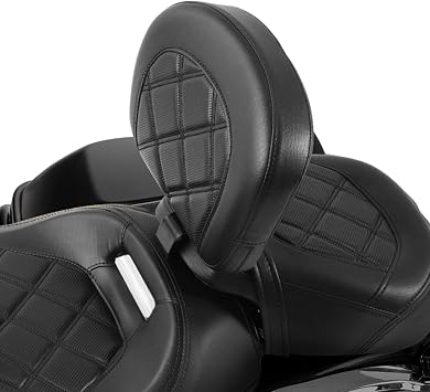 TCT-MOTORPARTS Driver Rider Backrest Pad Fits for Harley Touring 2009-2023 Road King Street Road Electra Glide Ultra Black Stitching