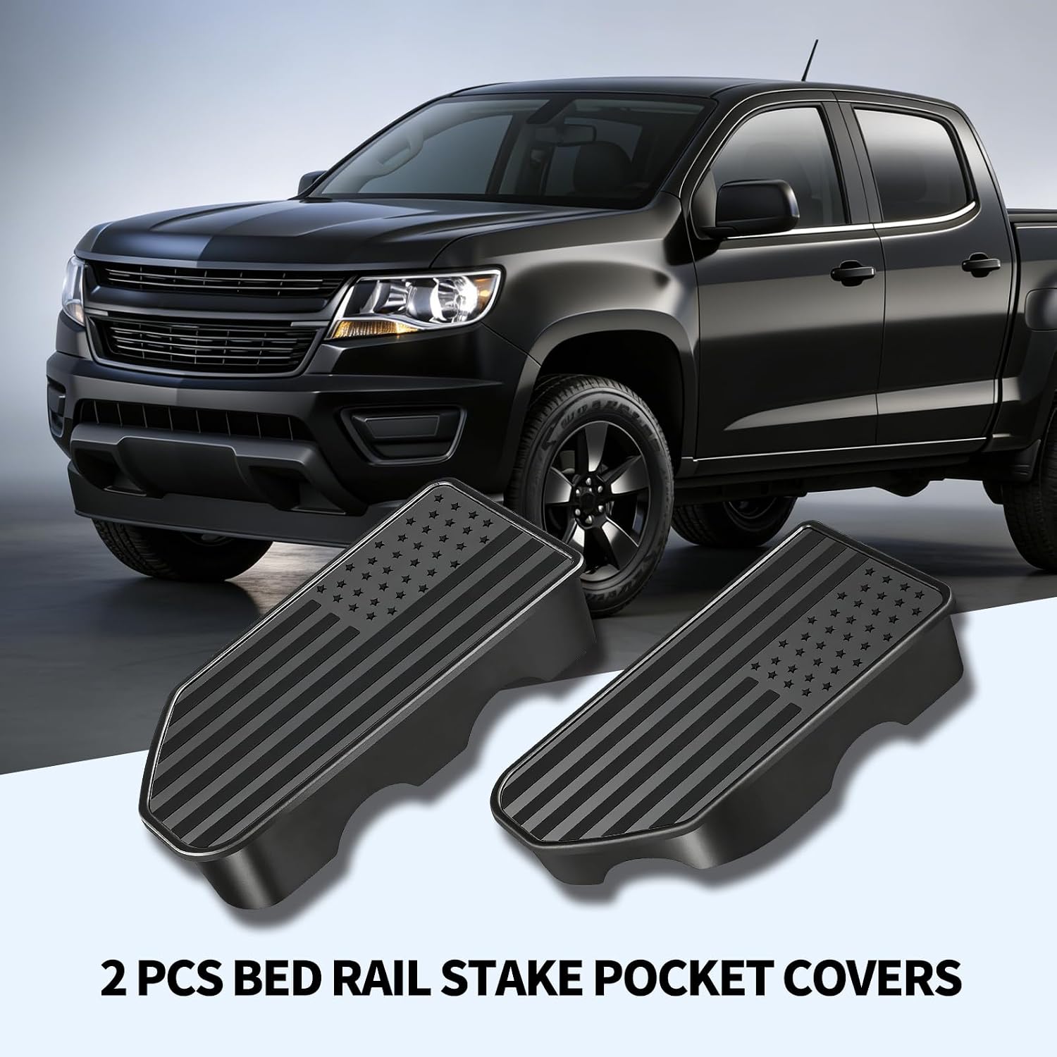2 PCS Truck Bed Rail Stake Pocket Covers for 2023-2026 GMC Canyon/Chevy Colorado, 2019-2025 Silverado/Sierra 1500, 2020-2025 Sierra 2500 3500HD Accessories, Stake Pocket Hole Plug Covers