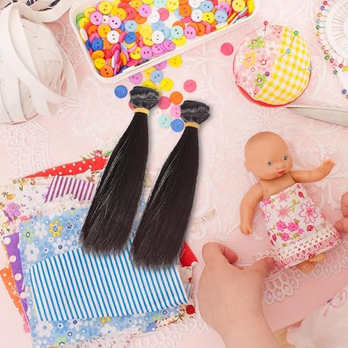Miniatura 3 de EXCEART Peluca de cabello lacio para muñeca, 5 piezas, peluca de cabello lacio para muñeca, pelucas de muñeca para bricolaje, pelucas sintéticas de