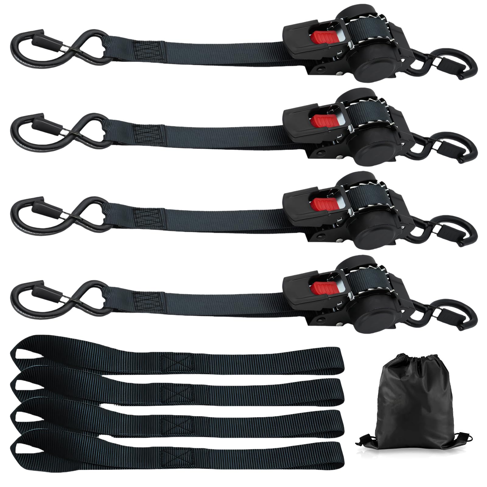 Automatic Retractable Cargo Straps Secure Locking Ratchets Tie with Tensioner Ratchets Strap for Load Luggage Cargo Tape