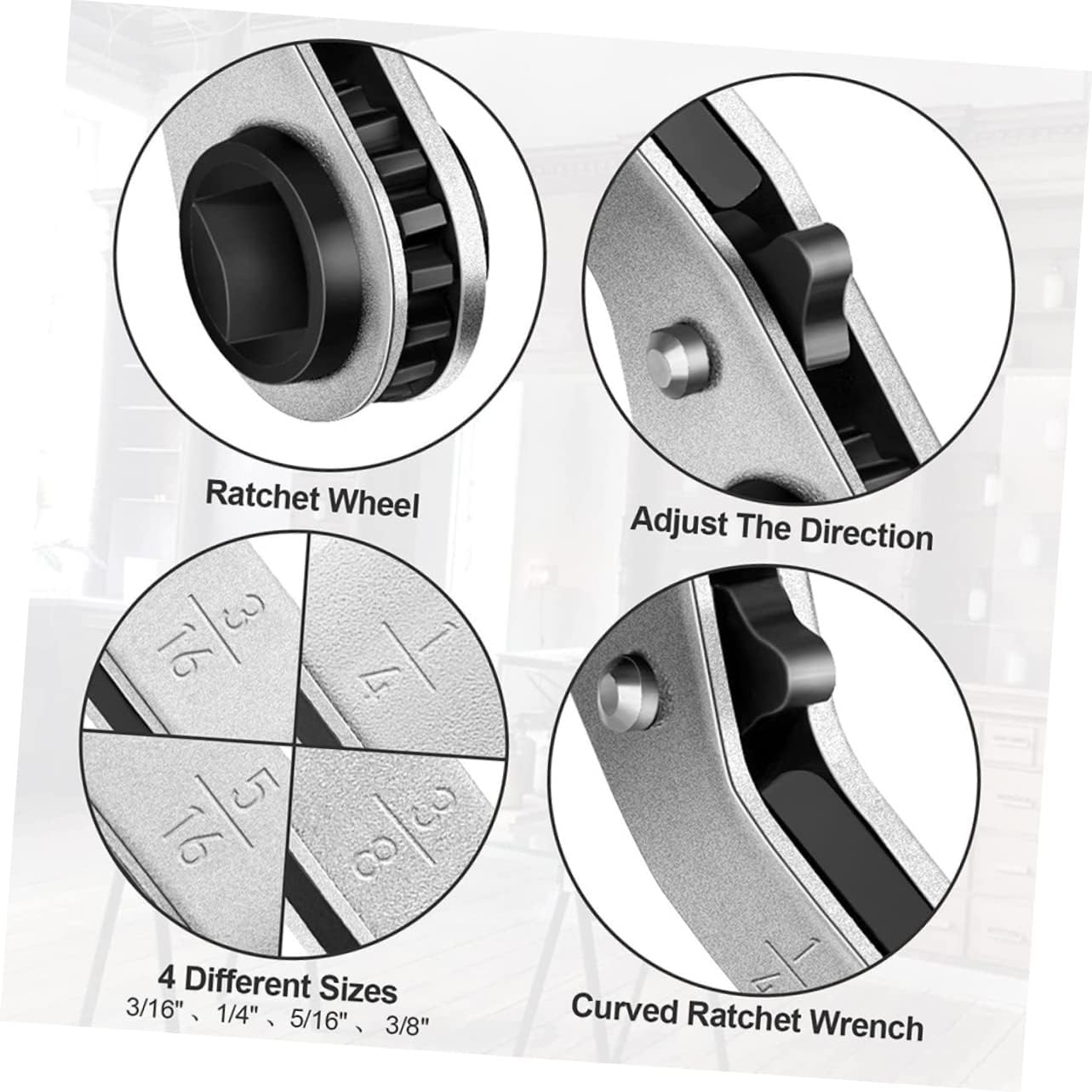 4 Sets Ratchet Spanner for Refrigeration Metric Wrench Set Air Conditioning Repair Tool