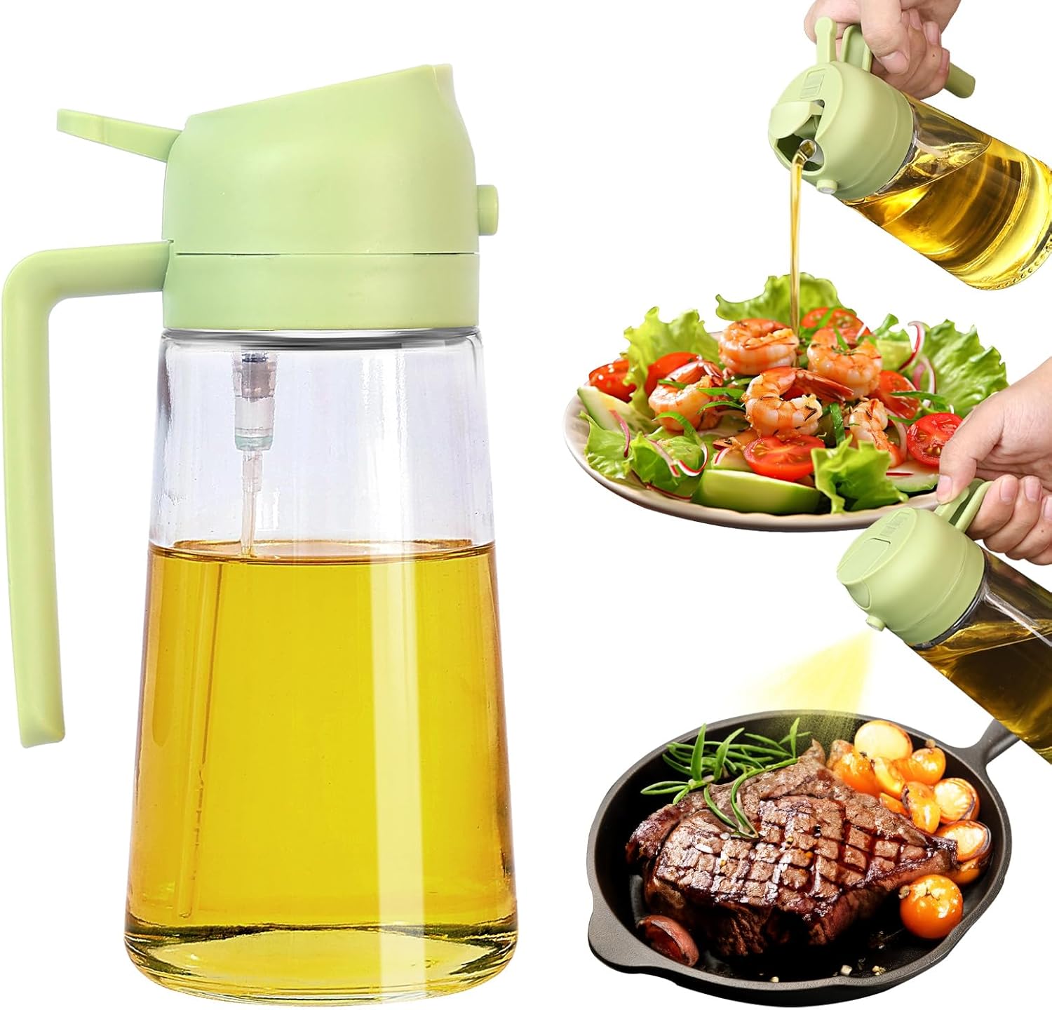 2 in 1 Oil Dispenser and Oil Sprayer, 470ml Oil Dispenser