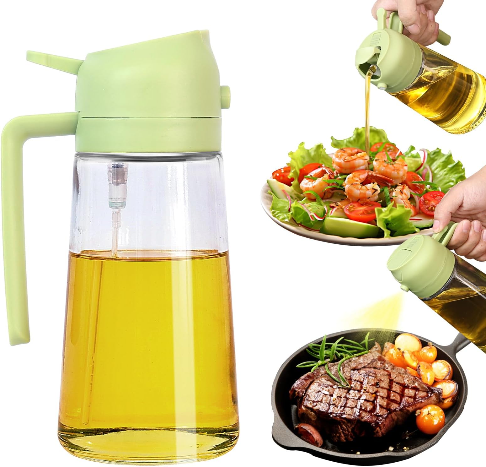 Oil Sprayer for Cooking, 2 In 1 Oil Dispenser and Oil Sprayer (Green)