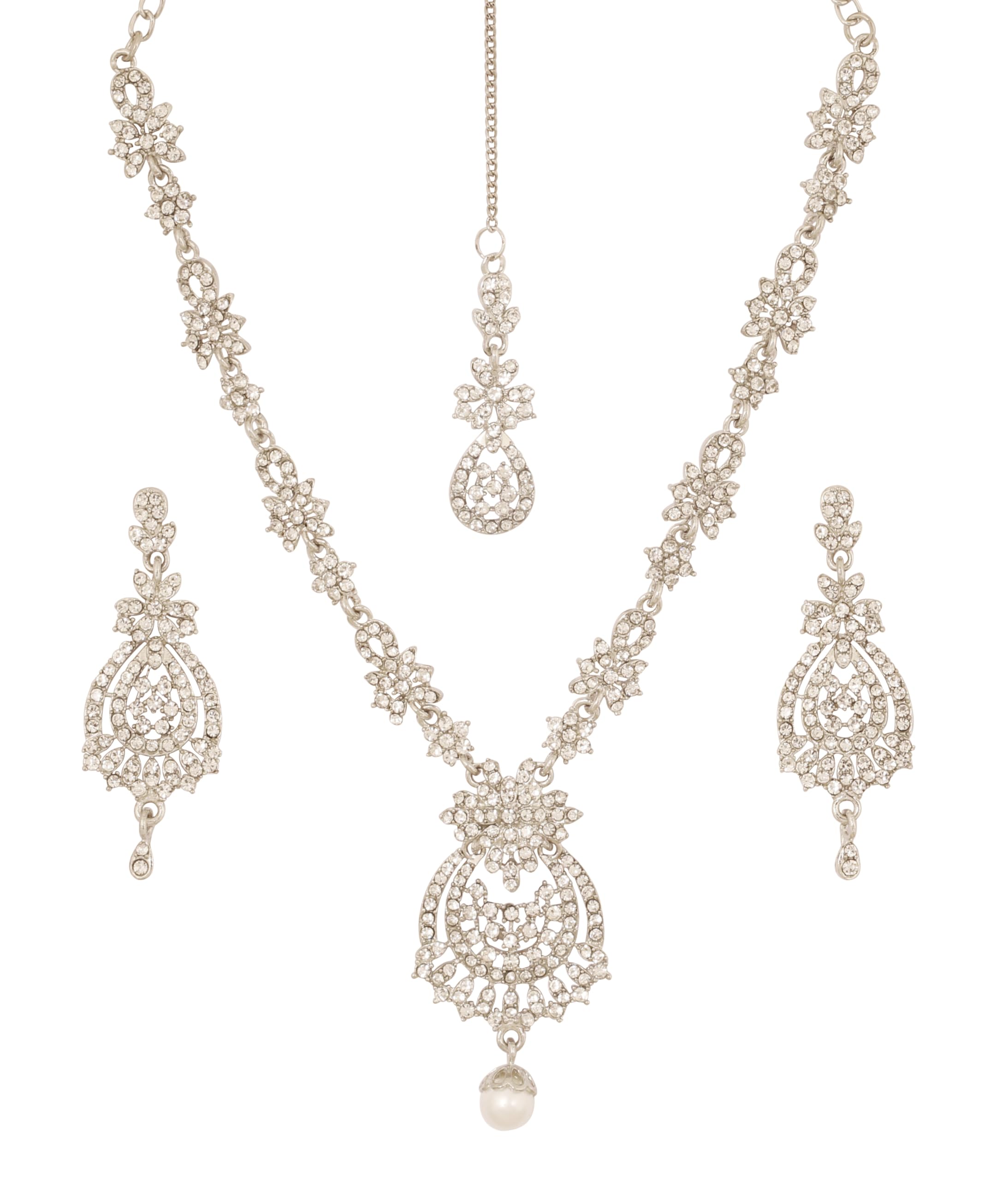 TouchstoneIndian jewelry sets for women maang tikka wedding guest gold necklace bollywood jewellery set pageant elegant prom bride accessories western crystal chunky rhinestone necklaces