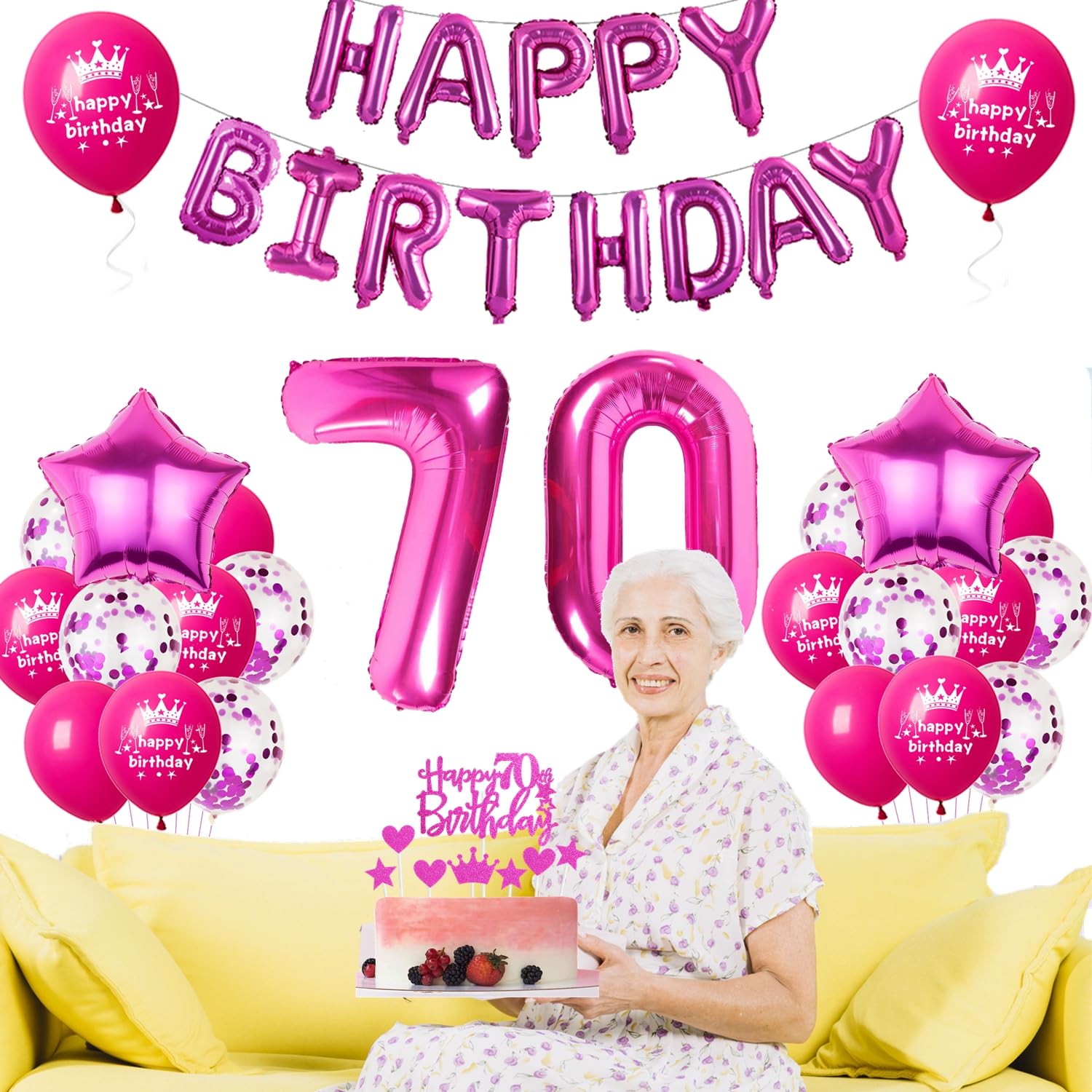 Set Decorazioni Per 23 Anni Oro Rosa: Palloncini Numero 23, Ghirlanda E Accessori Per Torta