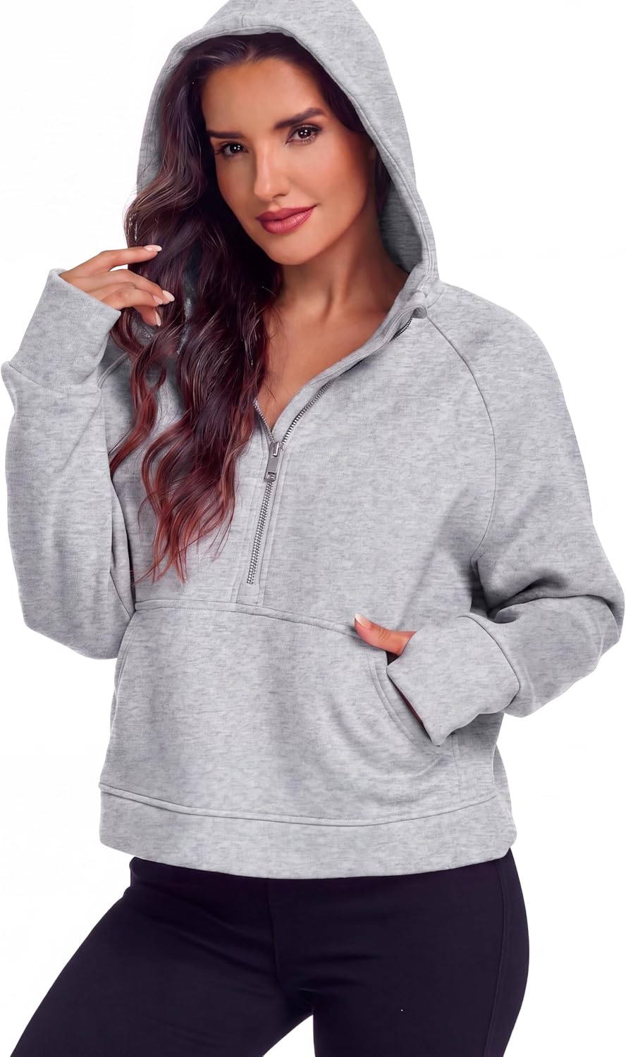 Womens Oversized Fleece Hoodies Fall Fashion Outfits Workout Sweatshirts Y2k Winter Half Zip Pullover Clothes 2026