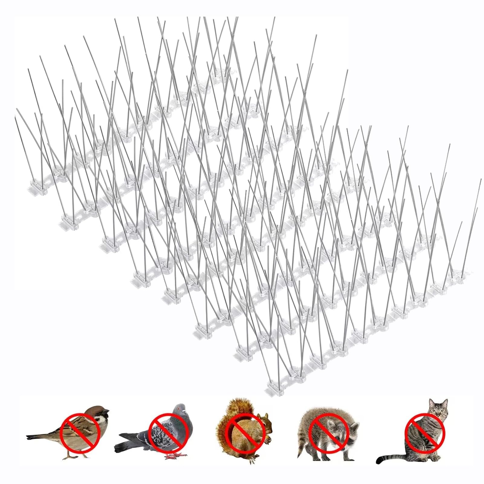MostNow Bird Spikes,10 Pack Bird Spikes with Stainless Steel, Bird Repellent Devices Outdoor of Stainless Steel for Fence Windowsill Roof, Bird Deterrent Spikes for Small Bird and Squirrels